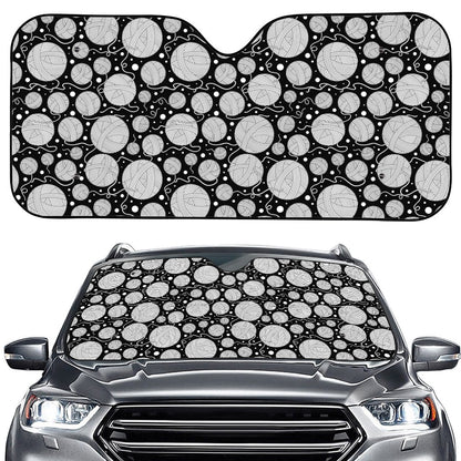 Black And White Yarn Pattern Print Car Windshield Sun Shade