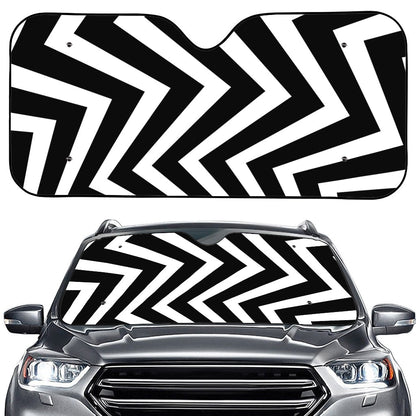 Black And White Zigzag Dazzle Print Car Windshield Sun Shade