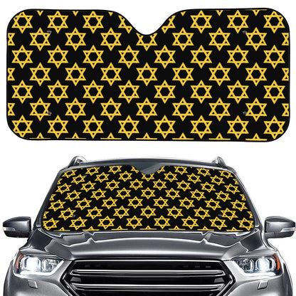 Black And Yellow Star of David Print Car Windshield Sun Shade