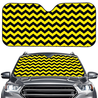 Black And Yellow Zigzag Pattern Print Car Windshield Sun Shade