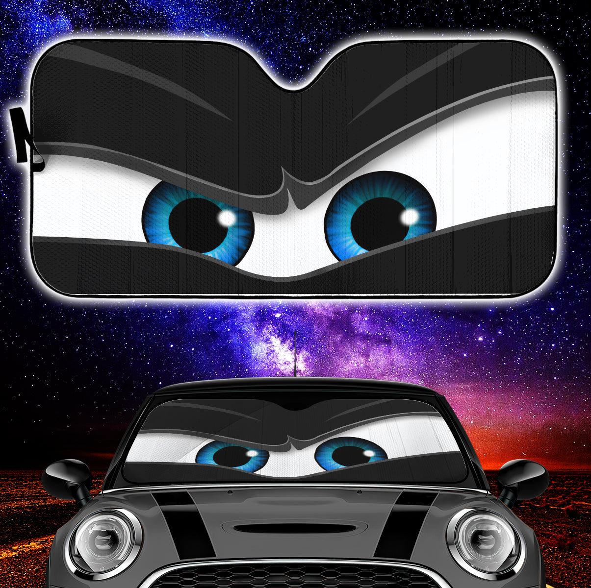 Black Angry Eyes Car Auto Sun Shades