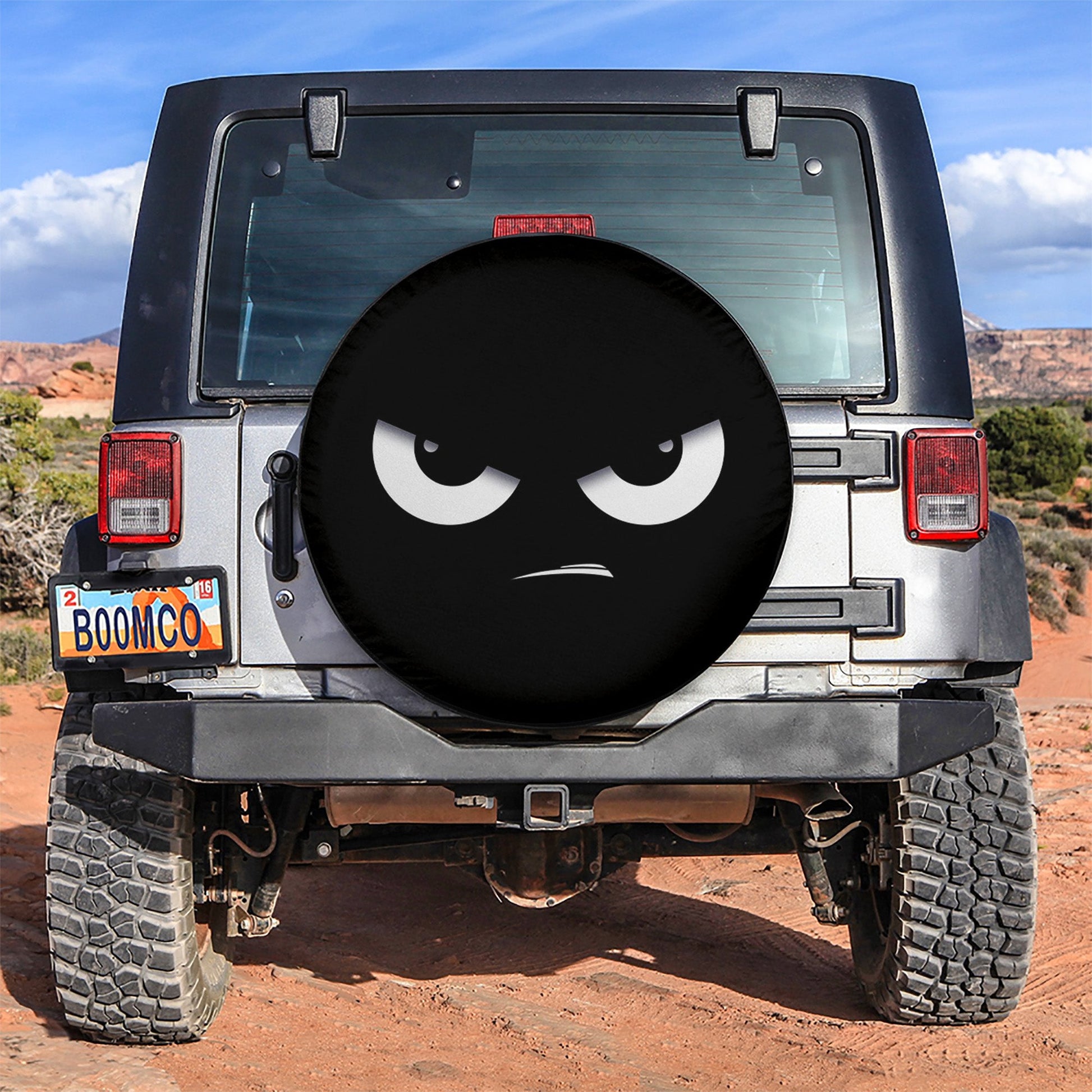 Black Angry Eyes Car Spare Tire Cover