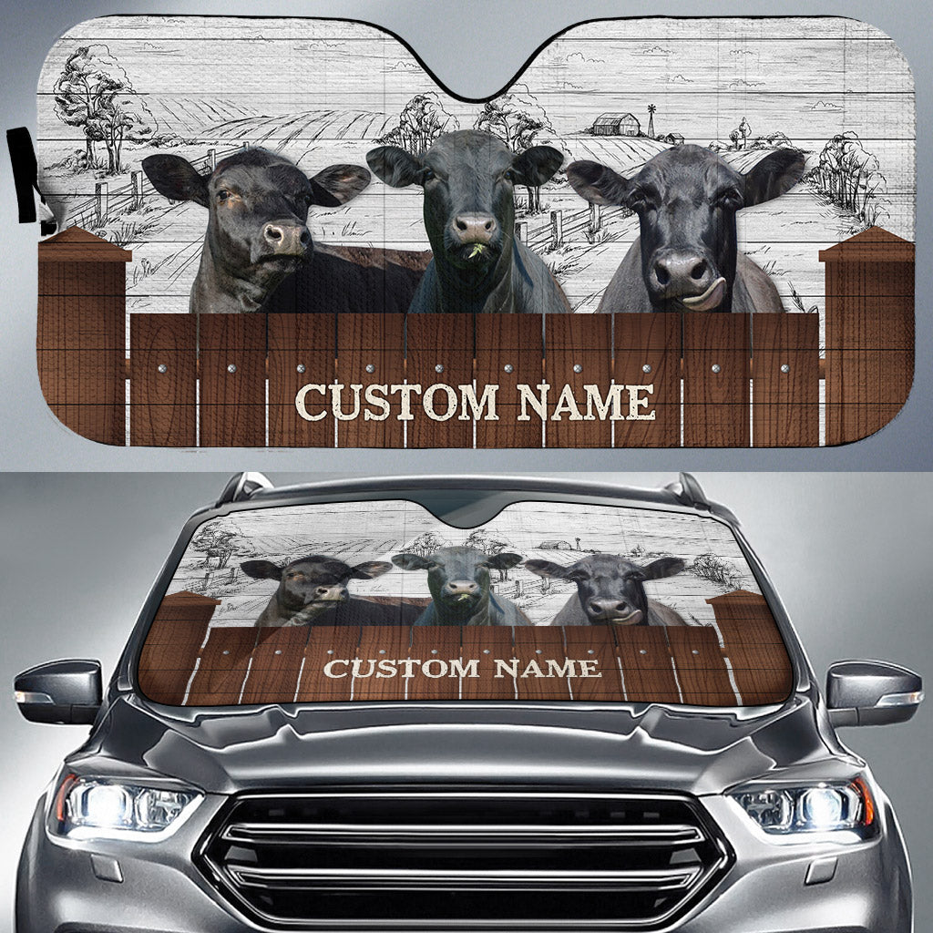 Black Angus Farming Custom Name 3D Sun Shade