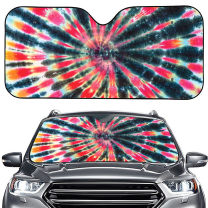 Black Backed Tie Dye Print Car Windshield Sun Shade