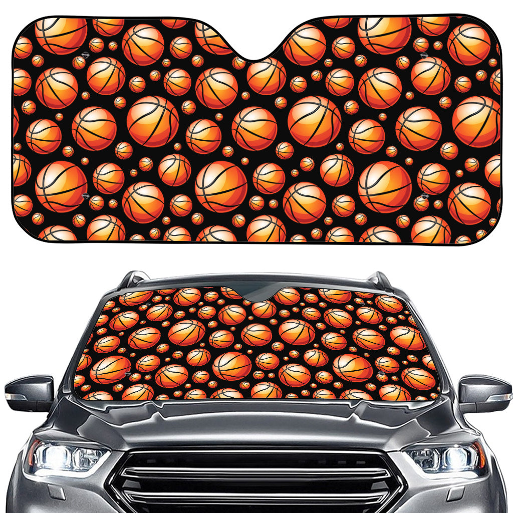 Black Basketball Pattern Print Car Windshield Sun Shade
