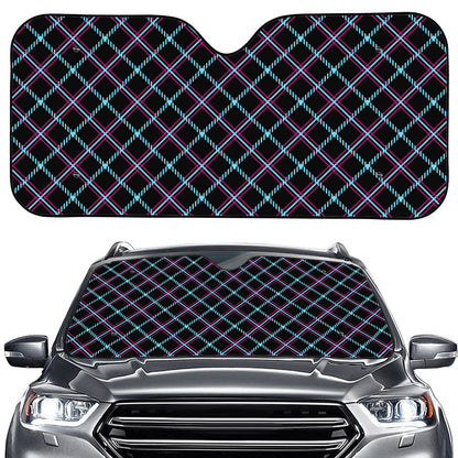 Black Blue And Pink Tartan Pattern Print Car Windshield Sun Shade