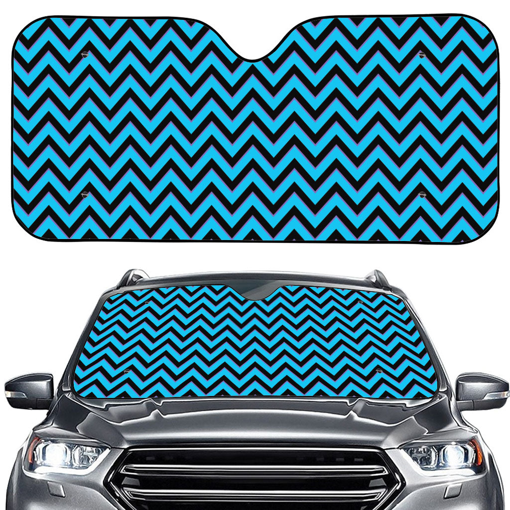 Black Blue And Purple Chevron Print Car Windshield Sun Shade