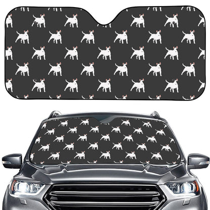 Black Bull Terrier Pattern Print Car Windshield Sun Shade
