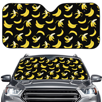 Black Cartoon Banana Pattern Print Car Windshield Sun Shade