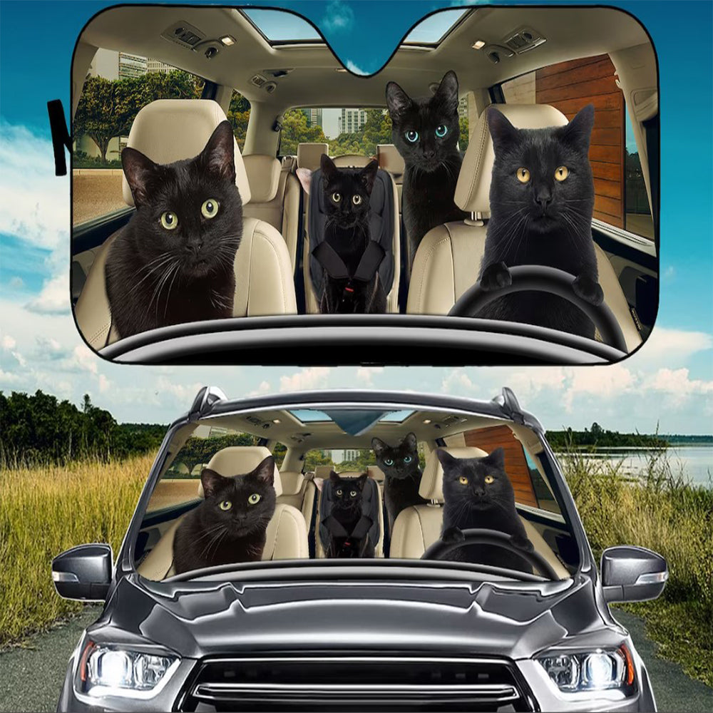 Black Cat Family Car Auto Sunshades