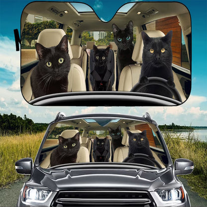 Black Cat Family Car Auto Sunshades