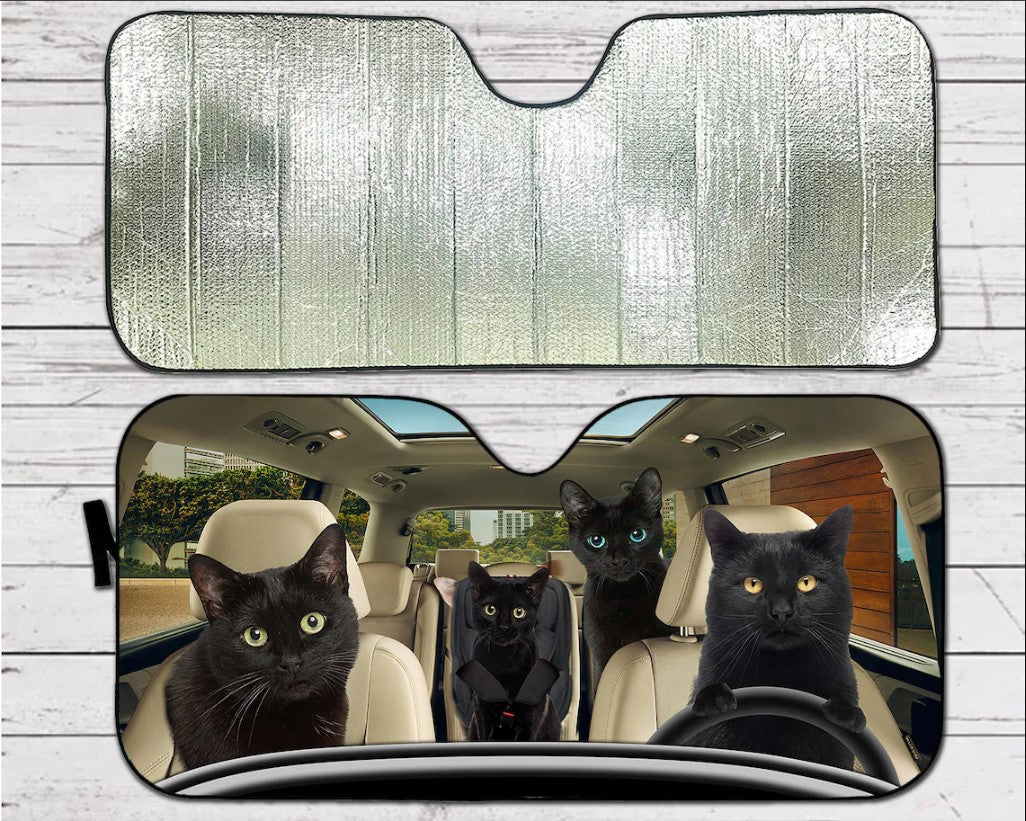 Black Cat Family Car Auto Sunshades