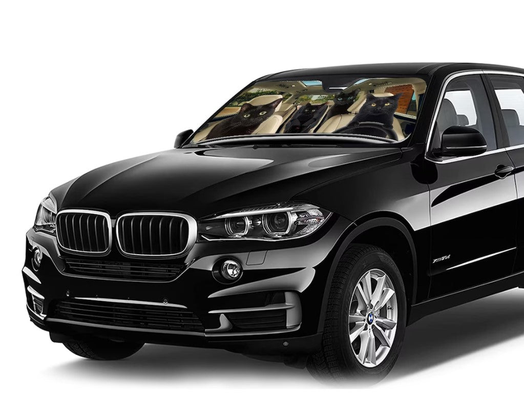 Black Cat Family Car Auto Sunshades