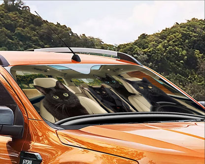 Black Cat Family Car Auto Sunshades