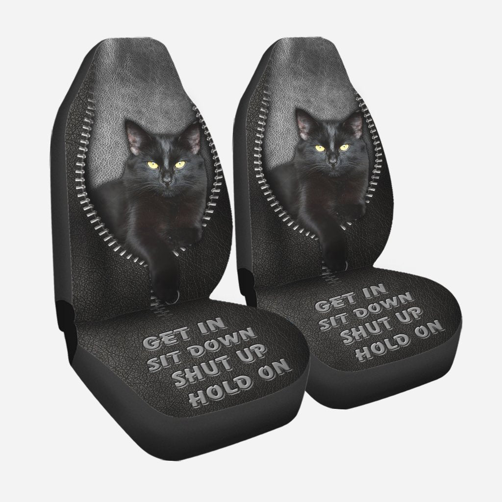 Black Cat Get In Sit Down Shut Up Hold On Car Seat Covers