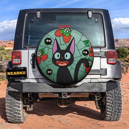 Black Cat Kiki Delivery Ghibli Studio Stained Glass Car Spare Tire Cover