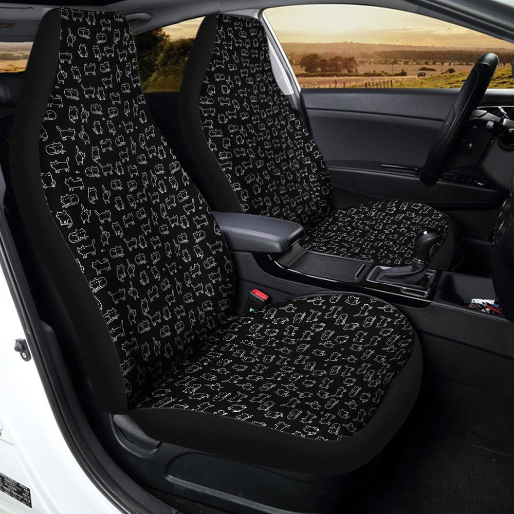 Black Cat Pattern Car Seat Covers Custom Funny Cat Car Accessories