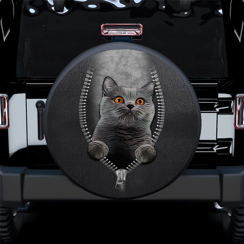Black Cat Zipper Car Spare Tire Cover