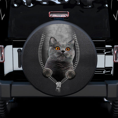 Black Cat Zipper Car Spare Tire Cover