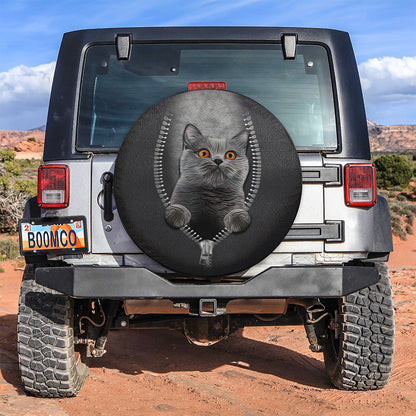 Black Cat Zipper Car Spare Tire Cover