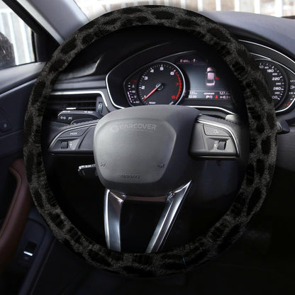 Black Cheetah Skin Steering Wheel Cover Custom Animal Skin Printed