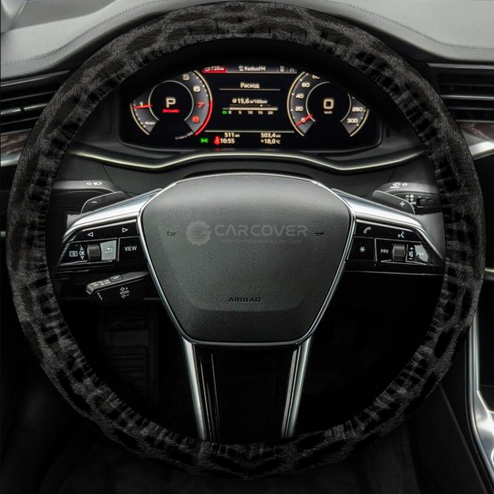 Black Cheetah Skin Steering Wheel Cover Custom Animal Skin Printed