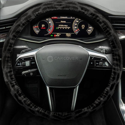Black Cheetah Skin Steering Wheel Cover Custom Animal Skin Printed