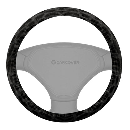 Black Cheetah Skin Steering Wheel Cover Custom Animal Skin Printed