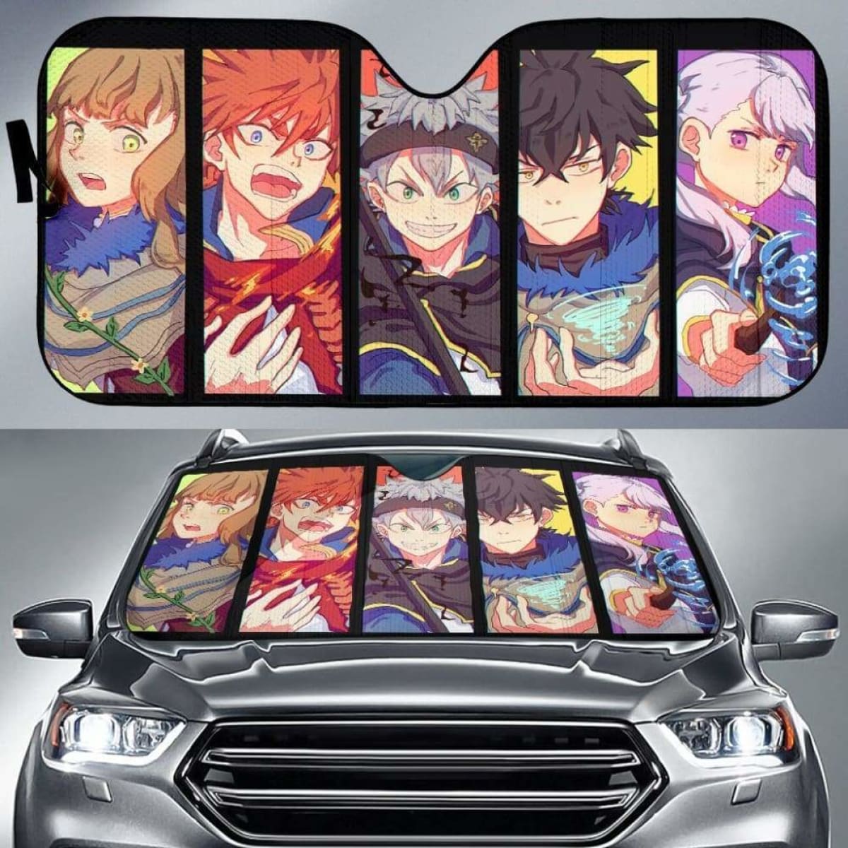 Black Clover Car Sun Shade 918b Universal Fit