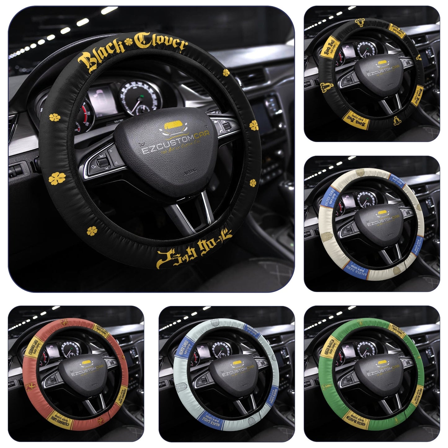 Black Clover Squads Anime Steering Wheel Cover - Universal Fit (15 Inch)