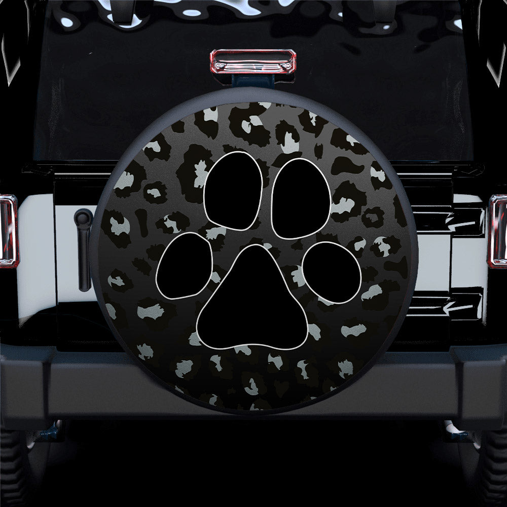 Black Cute Dog Paw Cheetah Leopard Jaguar Pattern Jeep Car Spare Tire Cover