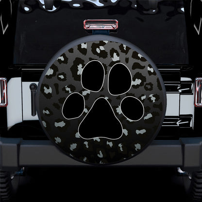 Black Cute Dog Paw Cheetah Leopard Jaguar Pattern Jeep Car Spare Tire Cover