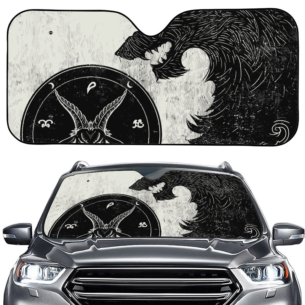 Black Demon Wolf Print Car Windshield Sun Shade