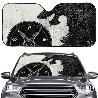 Black Demon Wolf Print Car Windshield Sun Shade