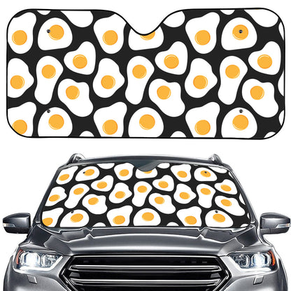 Black Fried Eggs Pattern Print Car Windshield Sun Shade