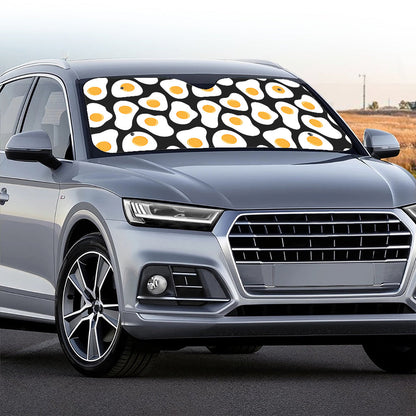 Black Fried Eggs Pattern Print Car Windshield Sun Shade