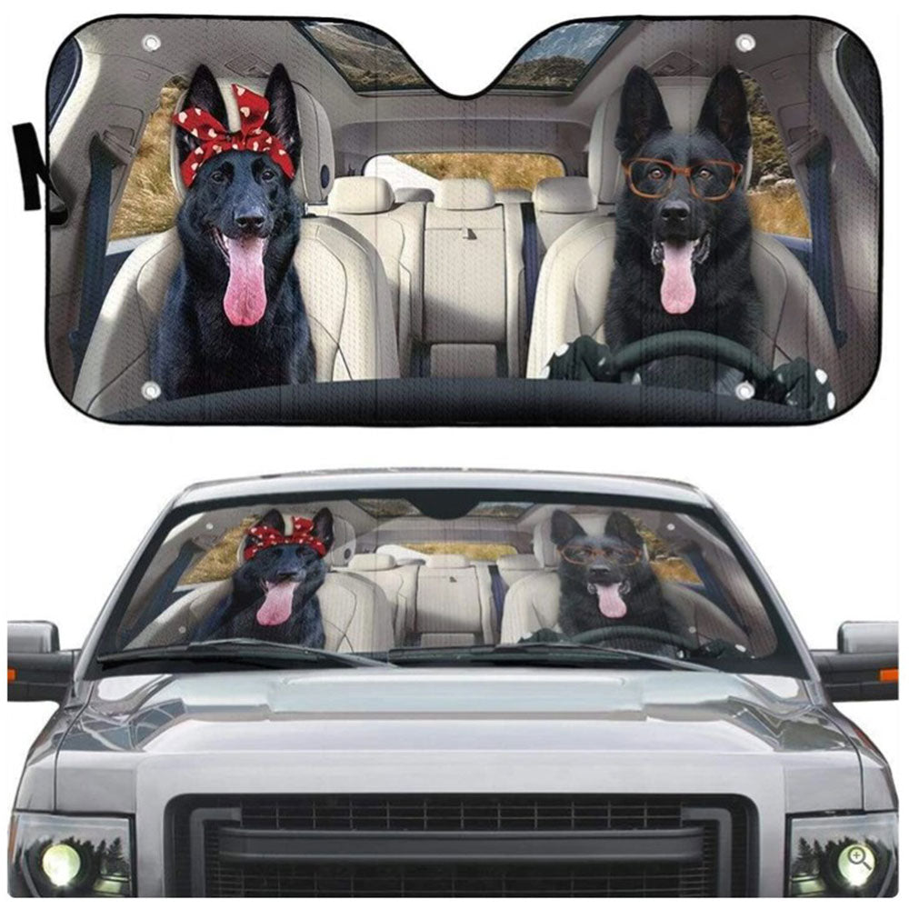 Black German Shepherd Dog Custom Car Auto Sun Shades Windshield Accessories Decor Gift