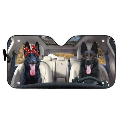 Black German Shepherd Dog Custom Car Auto Sun Shades Windshield Accessories Decor Gift