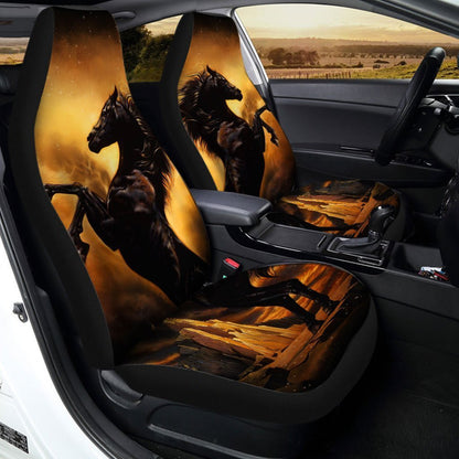 Black Horse Car Seat Covers Custom Horse Lover Car Accessories