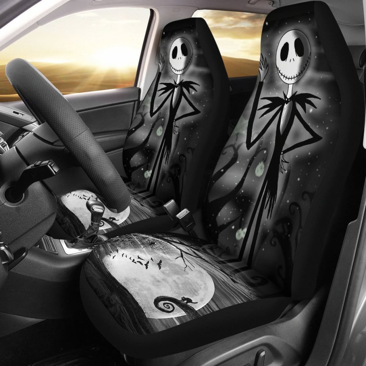 Black Jack Skellington Nightmare Car Seat Covers Lt03 Universal Fit 225721