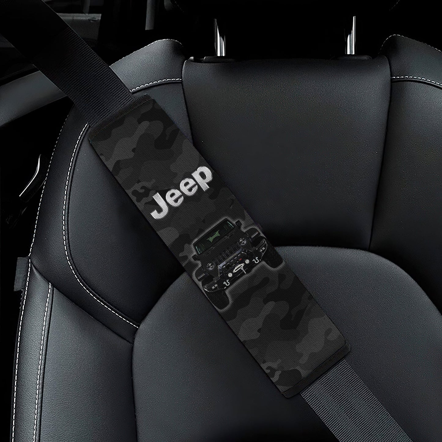 Black Jeep Camouflage Car Seat Belt Cover Custom Car Accessories