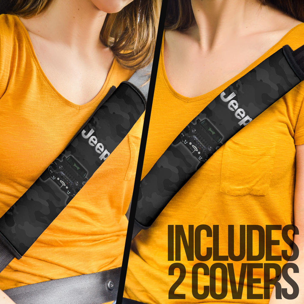 Black Jeep Camouflage Car Seat Belt Cover Custom Car Accessories