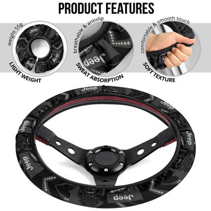 Black Jeep Car Steering Wheel Cover