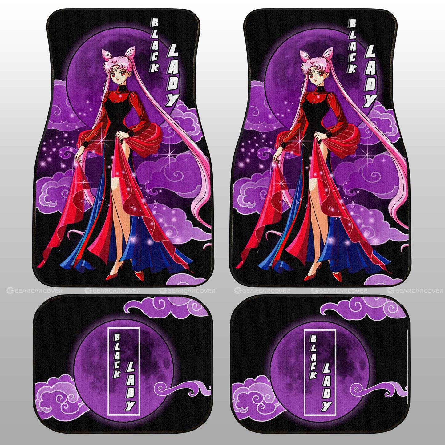 Black Lady Car Floor Mats Custom Sailor Moon Anime Car Interior Accessories
