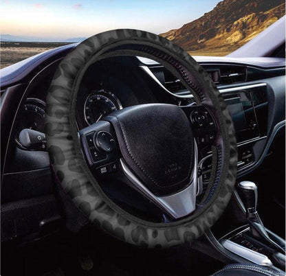 Black Leopard Print Car Steering Wheel Cover