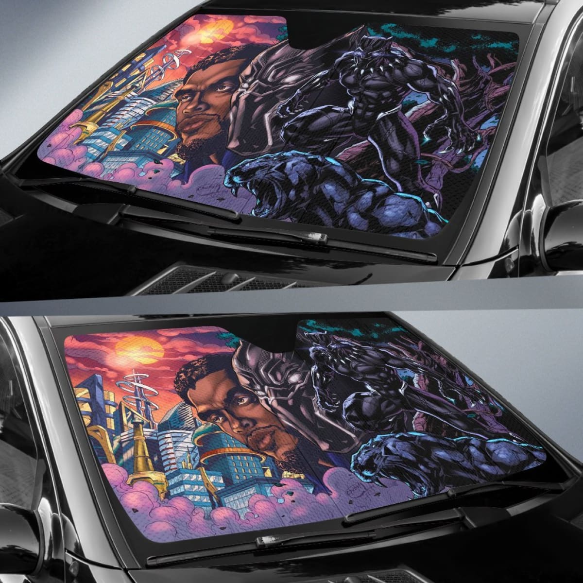 Black Panther Art Wakanda Auto Sun Shades amazing best gift ideas 2020 Universal Fit 174503