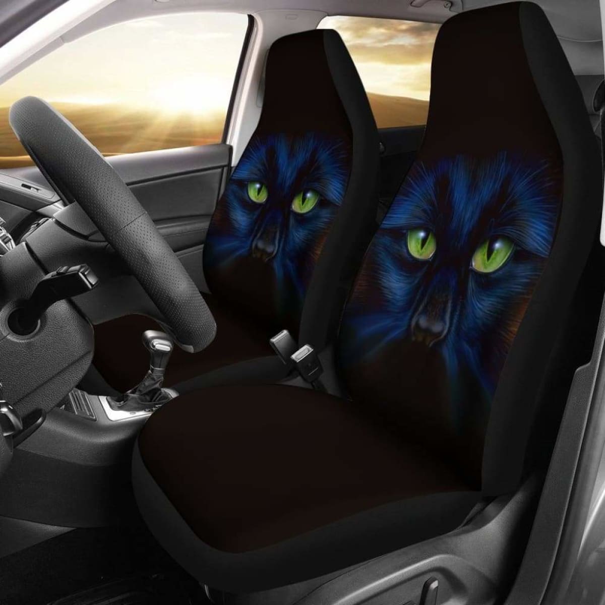 Black Panther Cat Eyes Car Seat Covers Universal Fit 112611