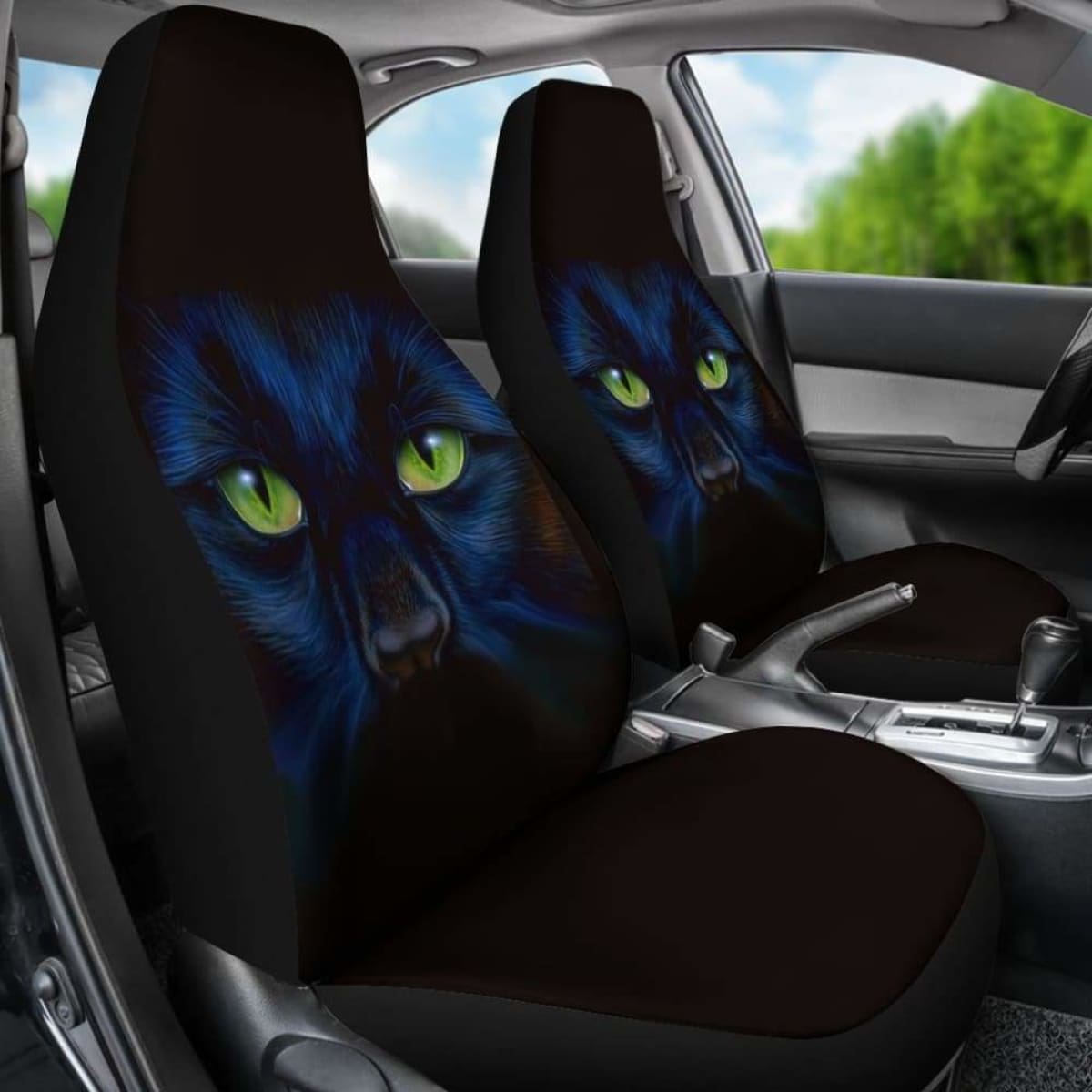 Black Panther Cat Eyes Car Seat Covers Universal Fit 112611