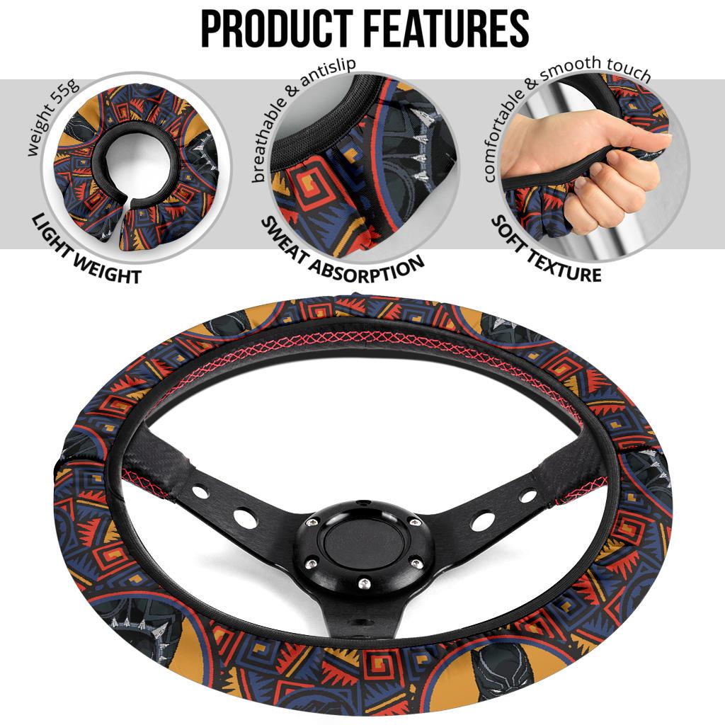 Black Panther Partern Premium Car Steering Wheel Cover