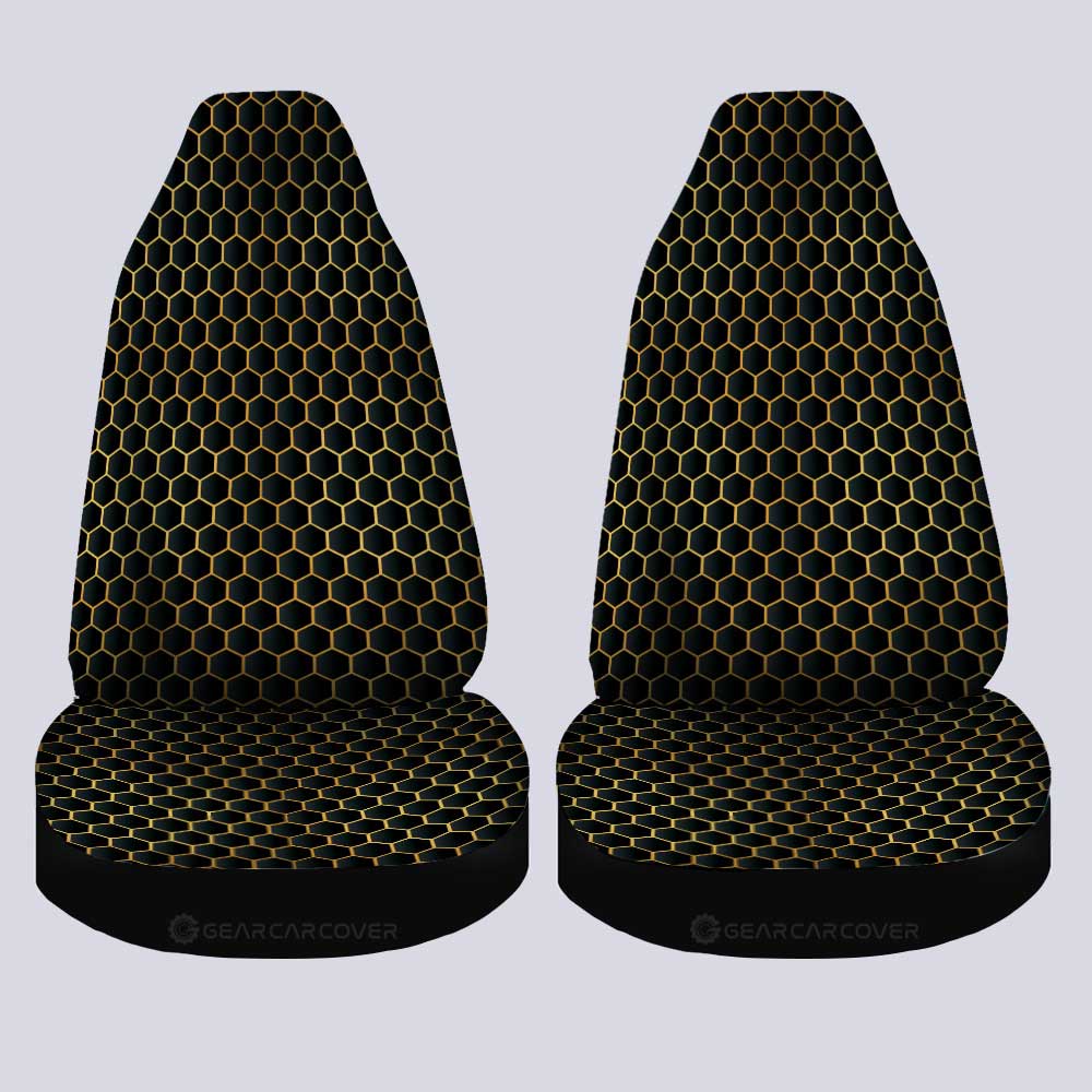 Black Pattern Car Seat Covers Custom Honeycomb Background Car Accessories